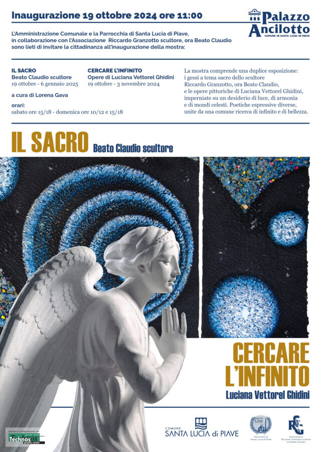 Locandina Inaugurazione della mostra "Il Sacro" e "Cercare l'infinito"